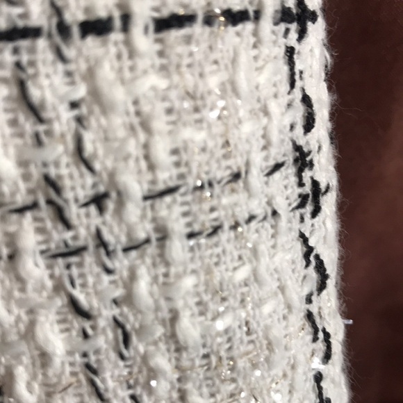 Cream and black with silver threads zip up dressy formal high rise shorts size M - Picture 8 of 15